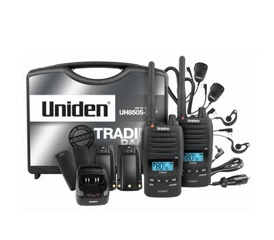 image of Uniden UH850S-2TP, 5 Watt UHF Handheld Radio, Waterproof, Twin Tradie Pack